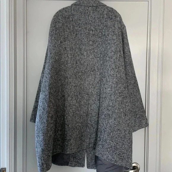 Ulla Popken | Plus  Size Tweed Button Front Pocket 3/4 Coat - Picture 6 of 10